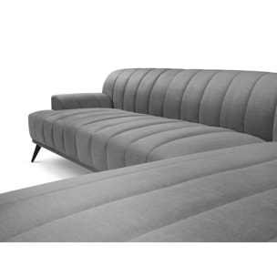 Canapé d'angle droit "Rita" 5 places en velours gris clair