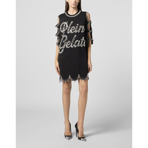 PHILIPP PLEIN Mini T-Shirt Dress Crystal Waves