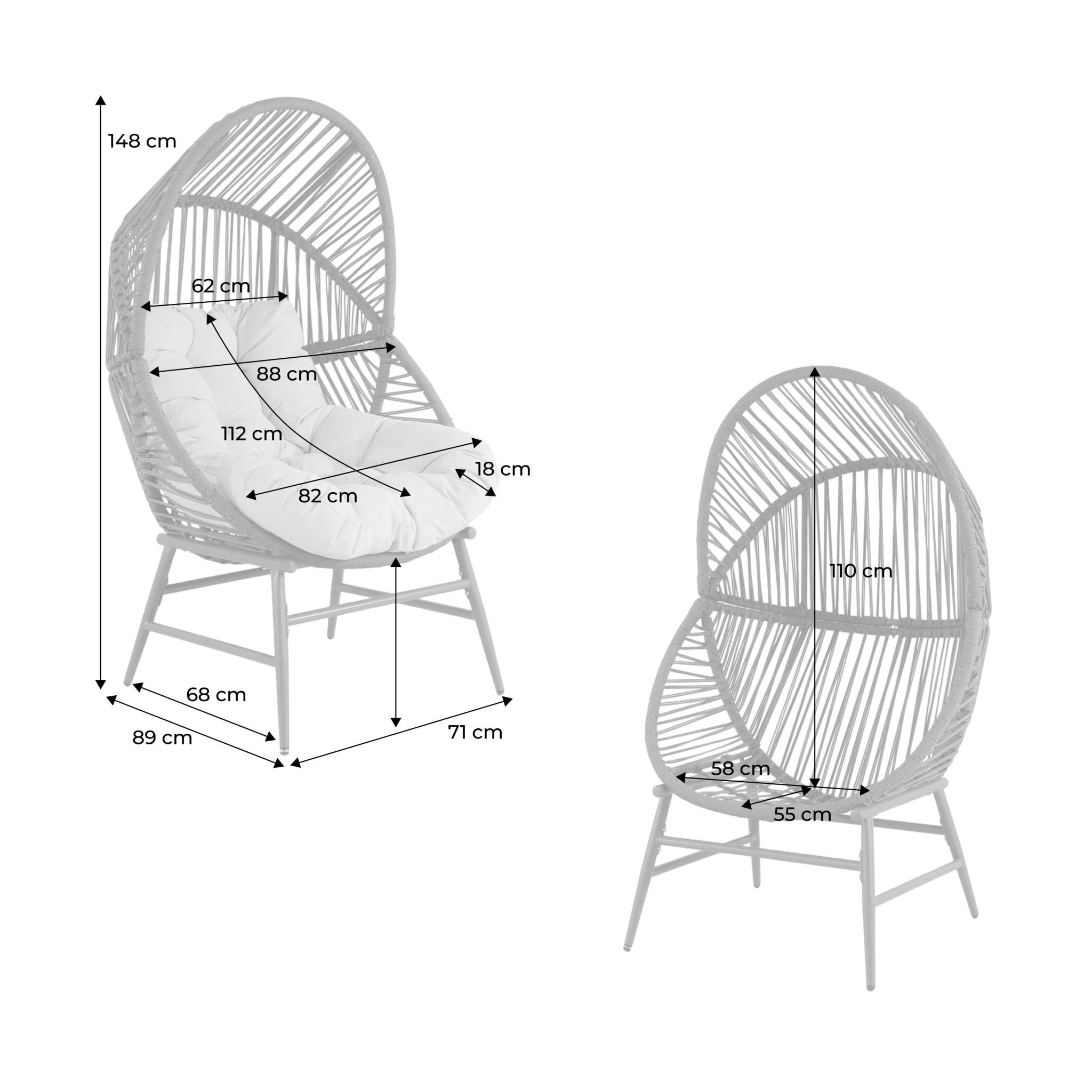 Fauteuil oeuf de jardin acier et résine tressée OVOA
