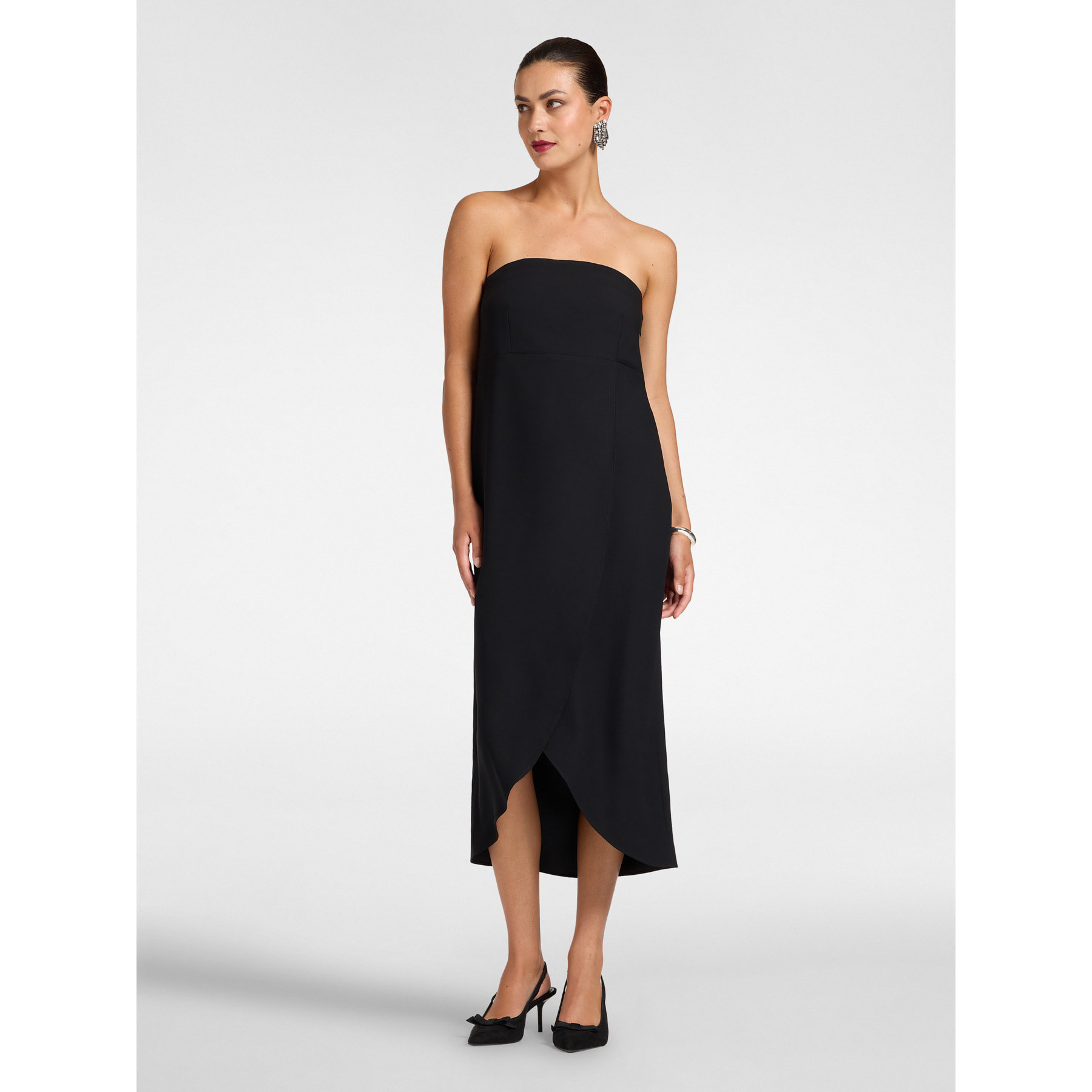 Elena Mirò - Vestido bustier drapeado - Negro