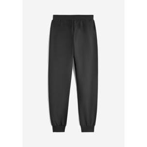 Pantaloni donna in french terry con logo satin sul fianco