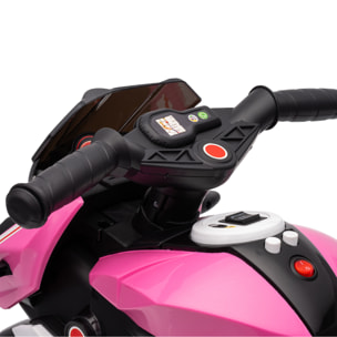 Moto électrique pour enfants 3 roues 6 V 3 Km/h effets lumineux et sonores rose