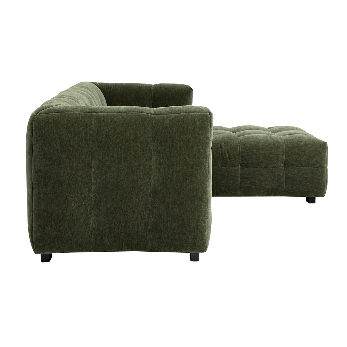 Canapé d'angle droit design 3 places en tissu effet velours vert kaki CORTO