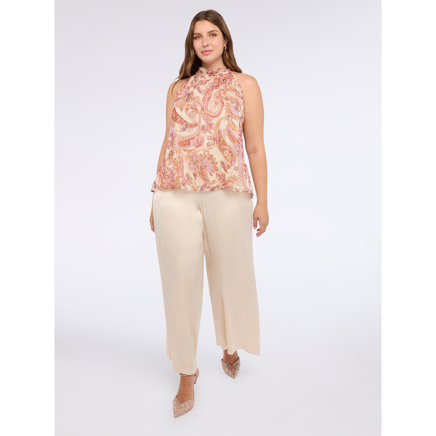 Fiorella Rubino - Top stampa paisley in creponne - Rosa