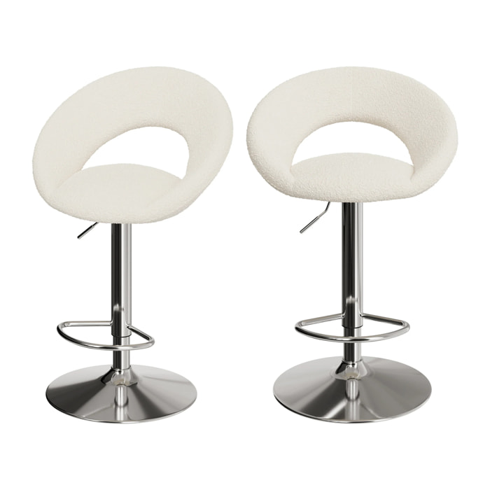 Lot de 2 chaises de bar en tissu bouclé crème 61/76,5 cm - Cloclo