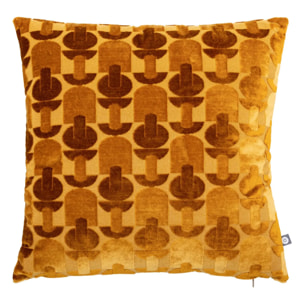 Coussin "Luna" jacquard velours ocre 40x40cm