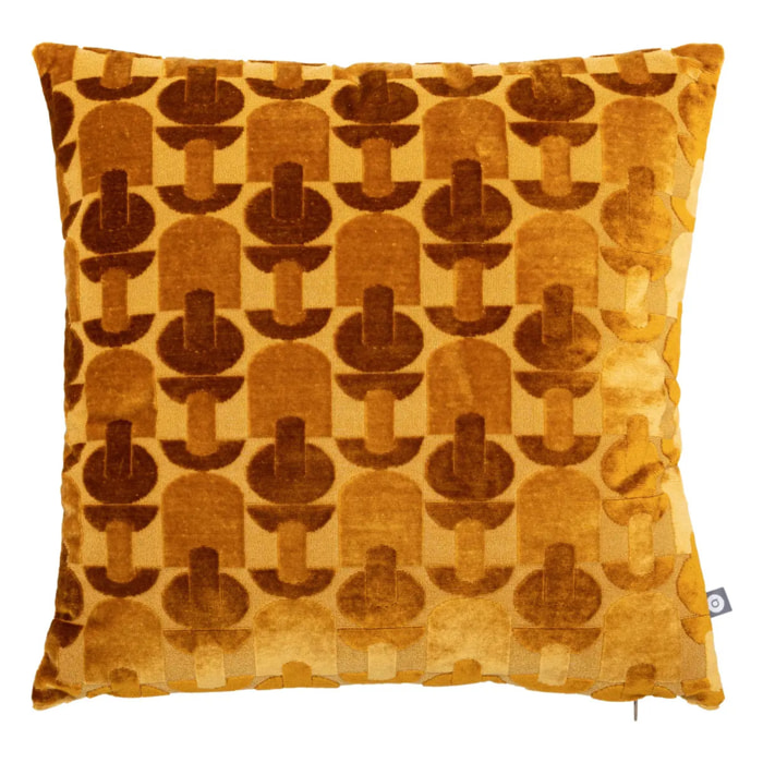 Coussin "Luna" jacquard velours ocre 40x40cm