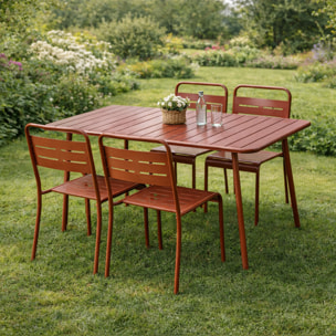 Ensemble table de jardin 120 cm et 4 chaises terracotta EVORA