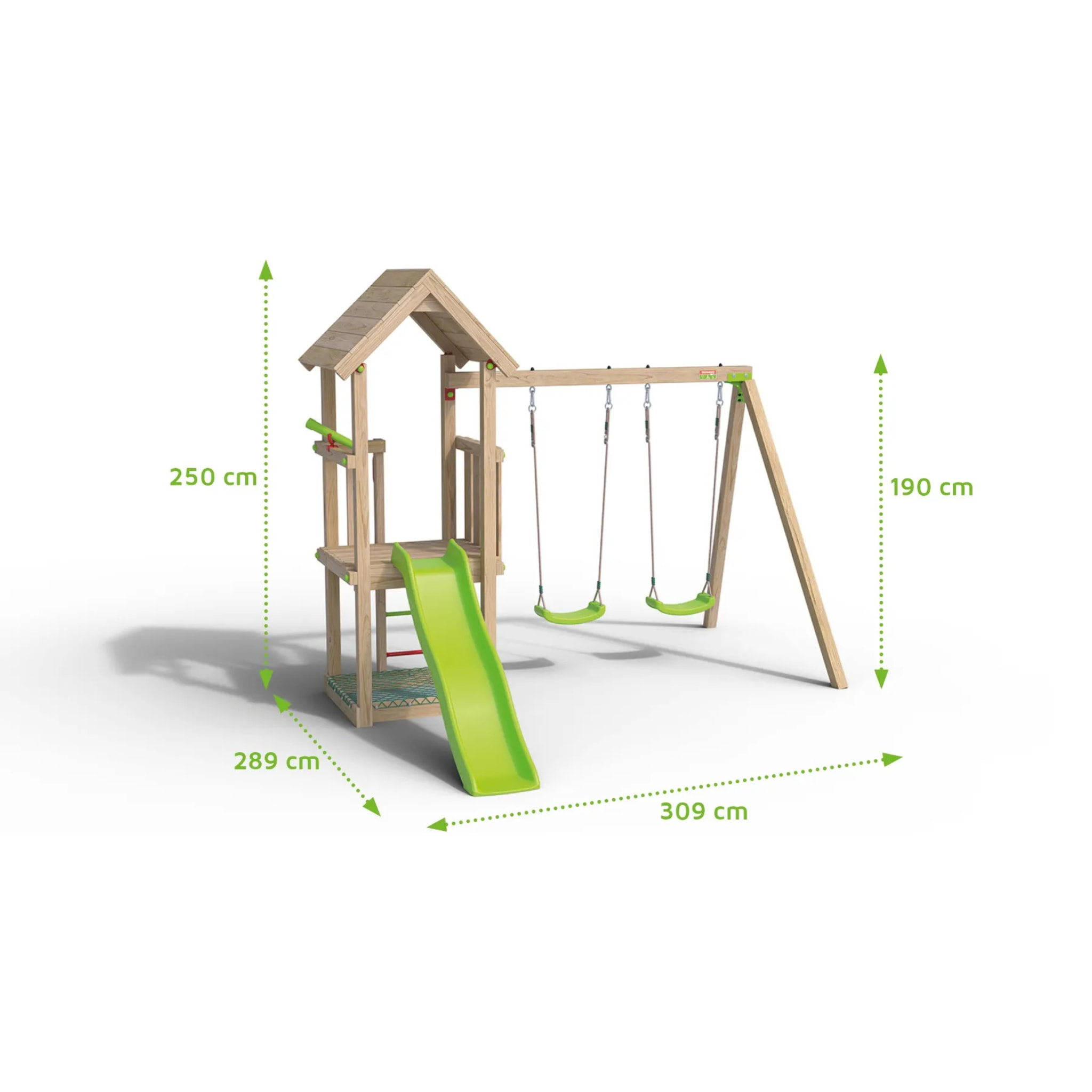 Aire de jeux bois 1,90 m EASY XPLORER - 6 enfants