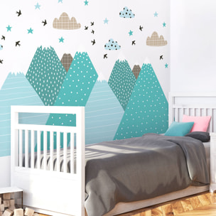 Stickers muraux enfants - Décoration chambre bébé - Autocollant Sticker mural géant enfant montagnes scandinaves JESSIKA