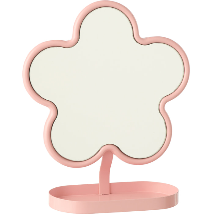 J-Line Miroir de Table Fleur pour Enfants - métal - rose clair