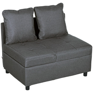 Sofá Cama 3 en 1 Sofá Cama de 1 Plaza con Respaldo Ajustable Sillón Cama Individual con Almohadas para Dormitorio Sala de Estar Apartamento Gris