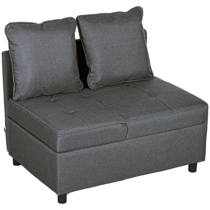 Sofá Cama 3 en 1 Sofá Cama de 1 Plaza con Respaldo Ajustable Sillón Cama Individual con Almohadas para Dormitorio Sala de Estar Apartamento Gris