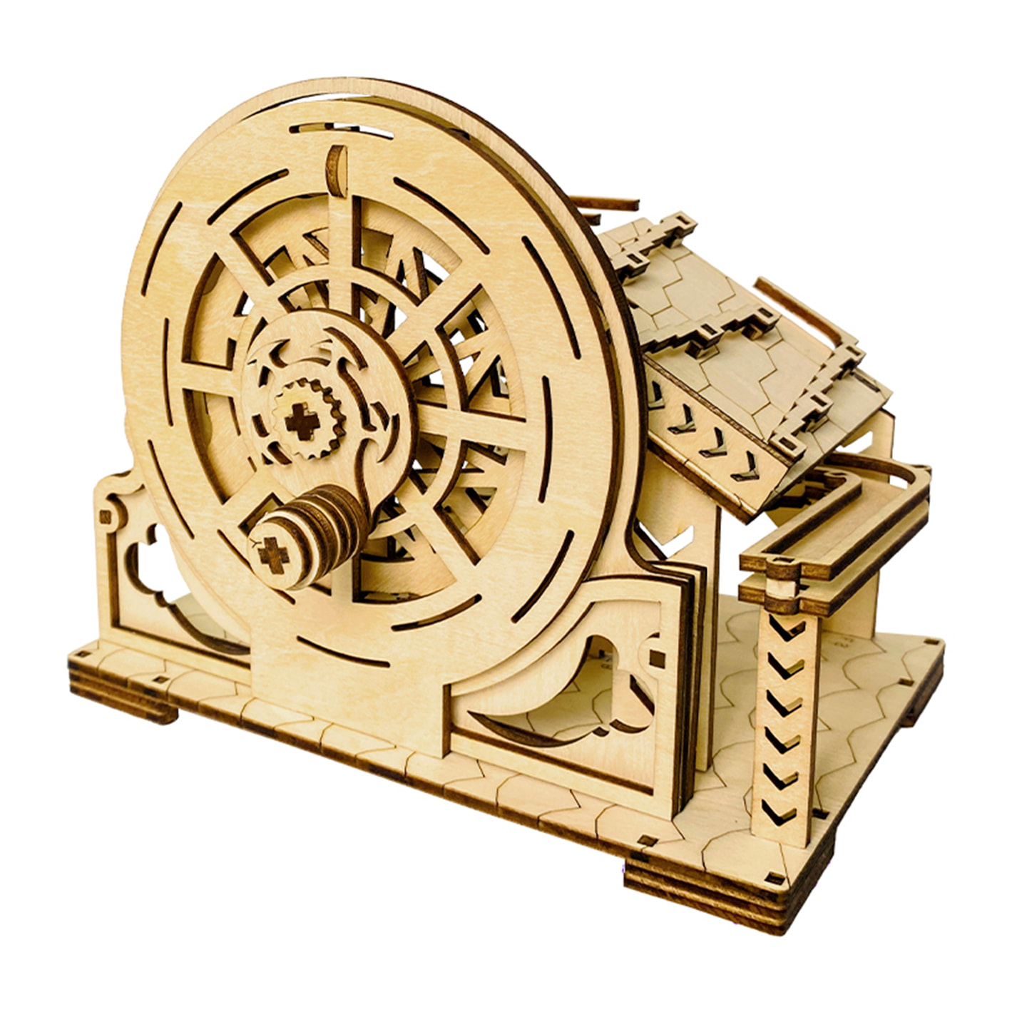 Modello in Legno 3D, con movimento meccanico design di Sfera orbitale meccanica con manovella. 98 pezzi.