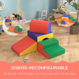 Juego de 4 Bloques de Espuma para Niños de 1-3 Años Figuras de Construcción Juguete para Aprendizaje Infantil Bloques Psicomotricidad Tapizados en PU 150x50x39 cm Multicolor