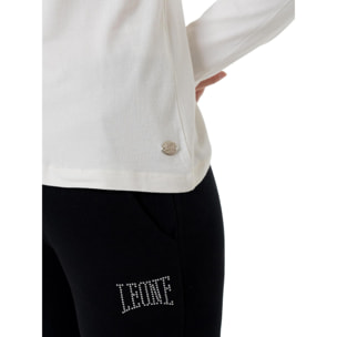 Camiseta de cuello alto de manga larga para mujer,placa Leone 1947 Never Without