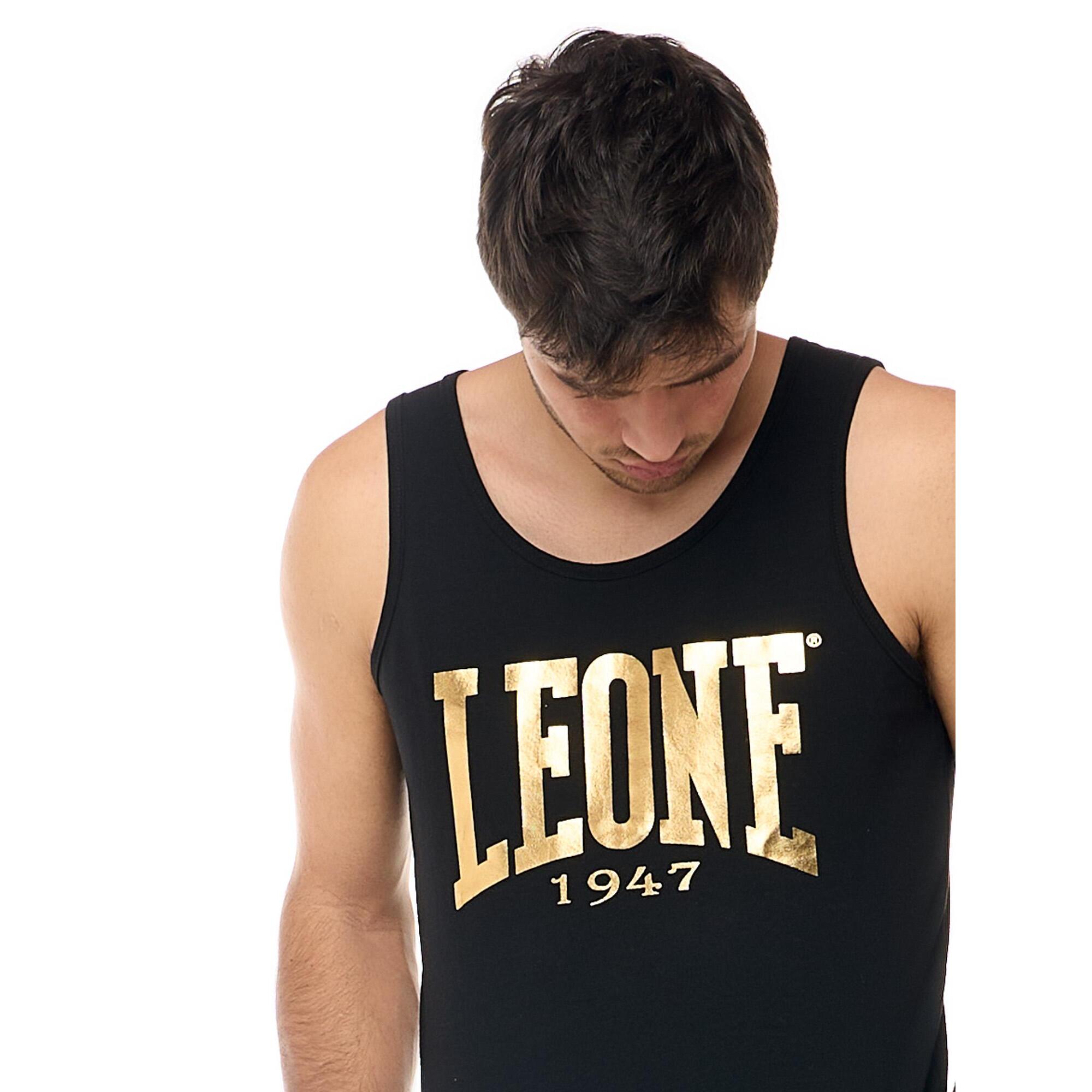 Canotta uomo Leone 1947 Apparel con maxi logo dorato. Per allenamento.
