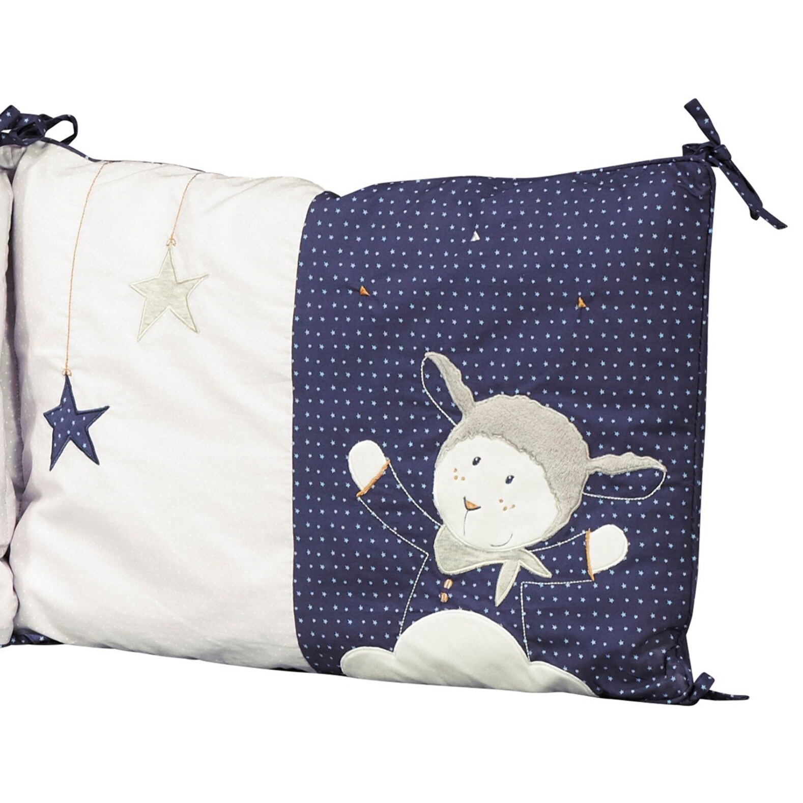 Tour de lit bébé déhoussable 180x40cm en coton blanc