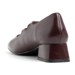 Decolleté con tacco quadrato e doppio cinturino - MARRONE