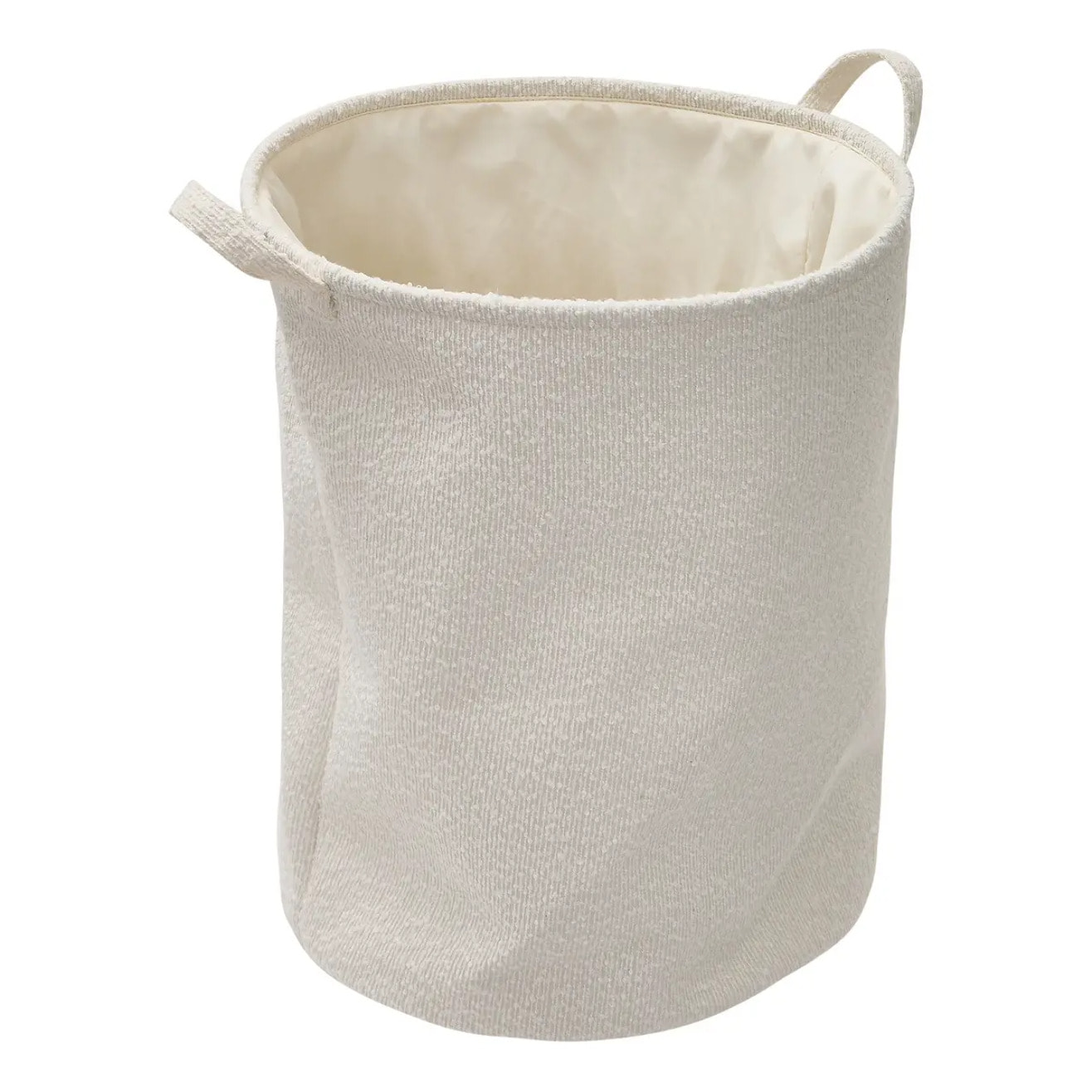 Panier à linge bouclette rond pliable 56L blanc
