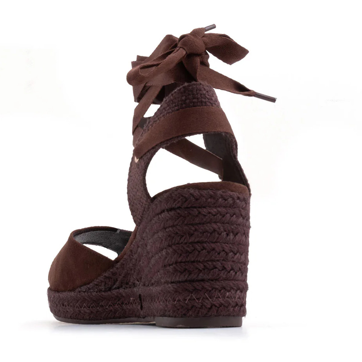 Espadrillas in simil camoscio con lacci - MARRONE