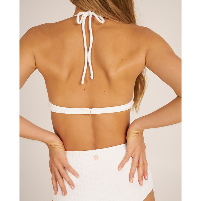 Top de bikini halter en tejido con textura