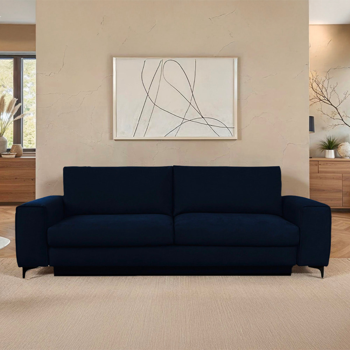 Canapé Velours Droit Fiesole - 3 Places