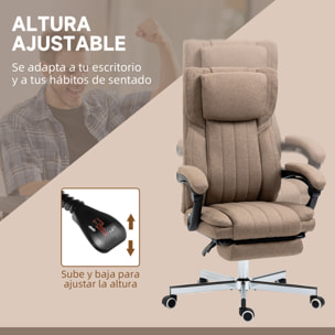 Silla de Oficina Giratoria con 6 Puntos de Masaje Vibratorio Silla de Escritorio Reclinable con Altura Ajustable Control Remoto Respaldo Alto y Reposacabezas 65x61x105-113 cm Marrón