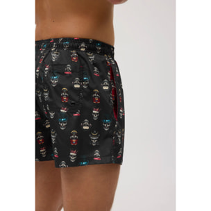 Costume corto leggero con stampa teschio nero