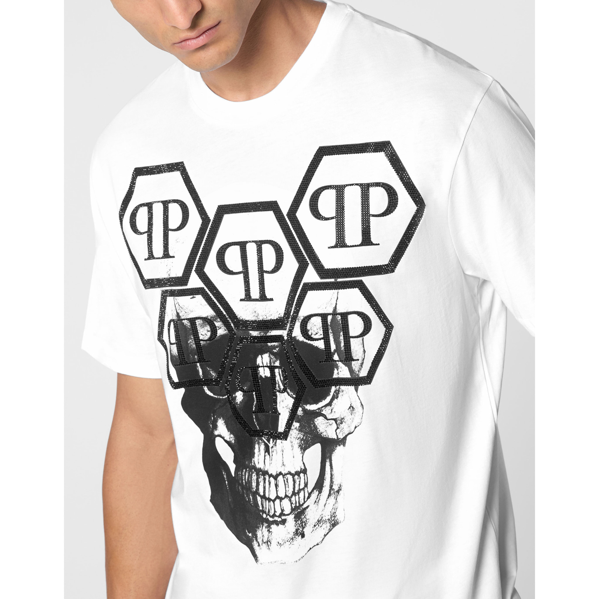 PHILIPP PLEIN Camiseta de cuello redondo y manga corta SKULL