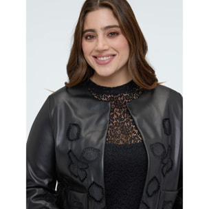 Fiorella Rubino - Chaqueta en tejido revestido con motivos florales - Negro