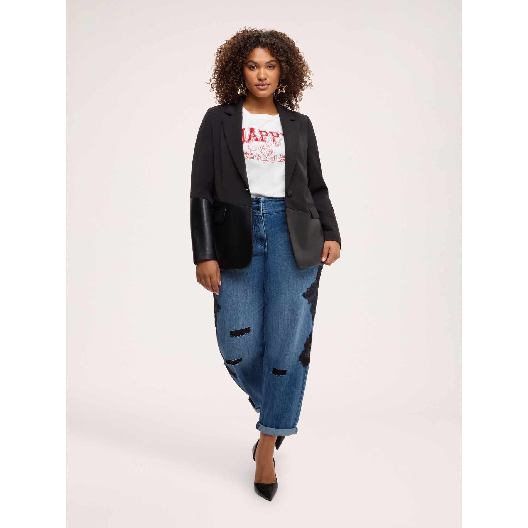 Fiorella Rubino - Jeans balloon con encaje y roturas - Azul