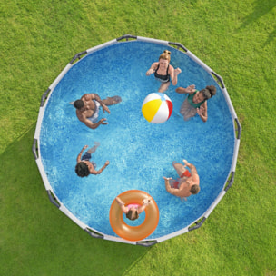Bestway Piscine hors sol tubulaire ronde Bestway Steel Pro Max 366 x 100 cm gris clair