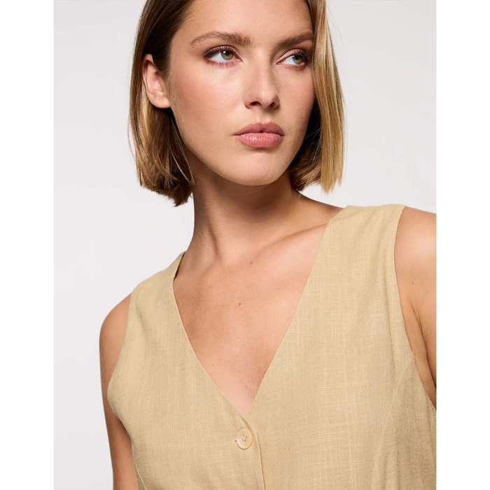 Top Chaleco Beige - Moti