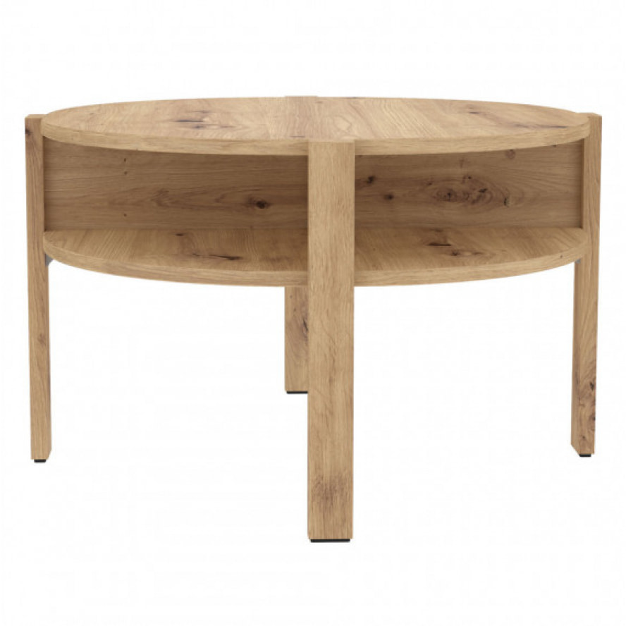 Table basse ronde en bois avec niches - 5 coloris - BAGO
