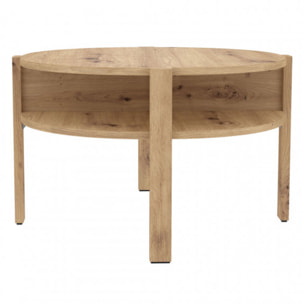 Table basse ronde en bois avec niches - 5 coloris - BAGO