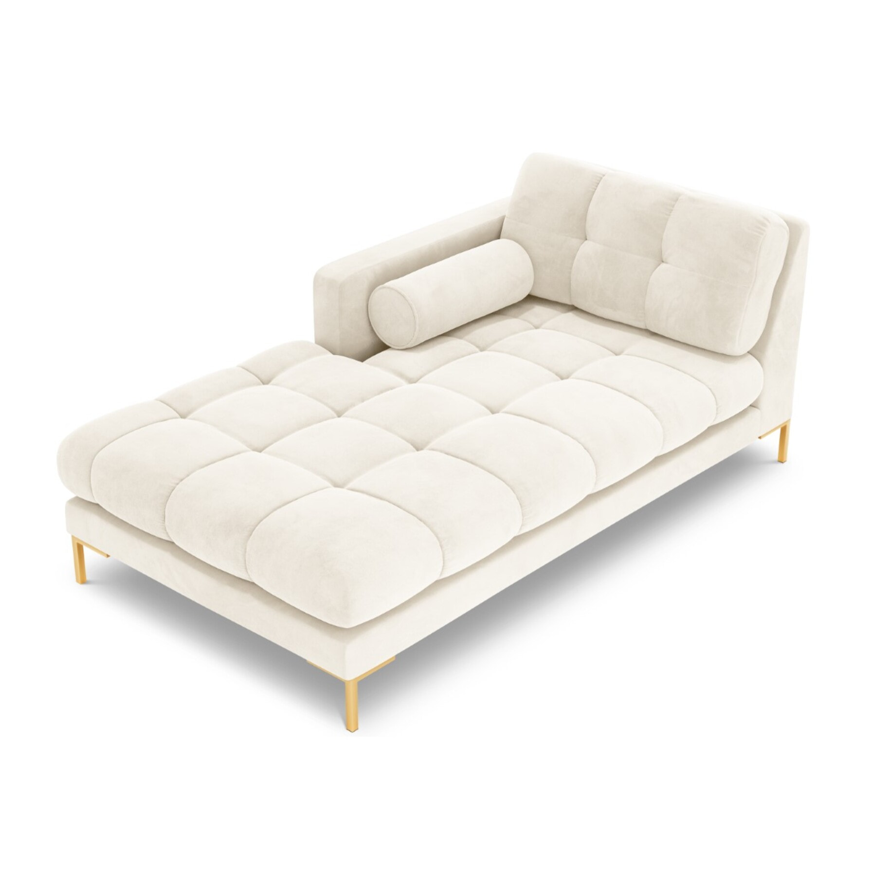 Méridienne gauche "Bali" en velours beige clair
