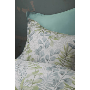 Housse de couette + taie(s) oreiller satin de coton "Occale green"