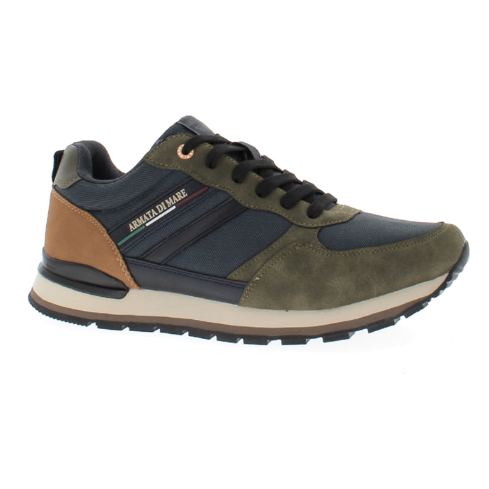 Armata di Mare Scarpe Uomo Sneakers Vintage Running con Soletta Rimovibile in Memory Foam AMU W24N620 Khaki Navy