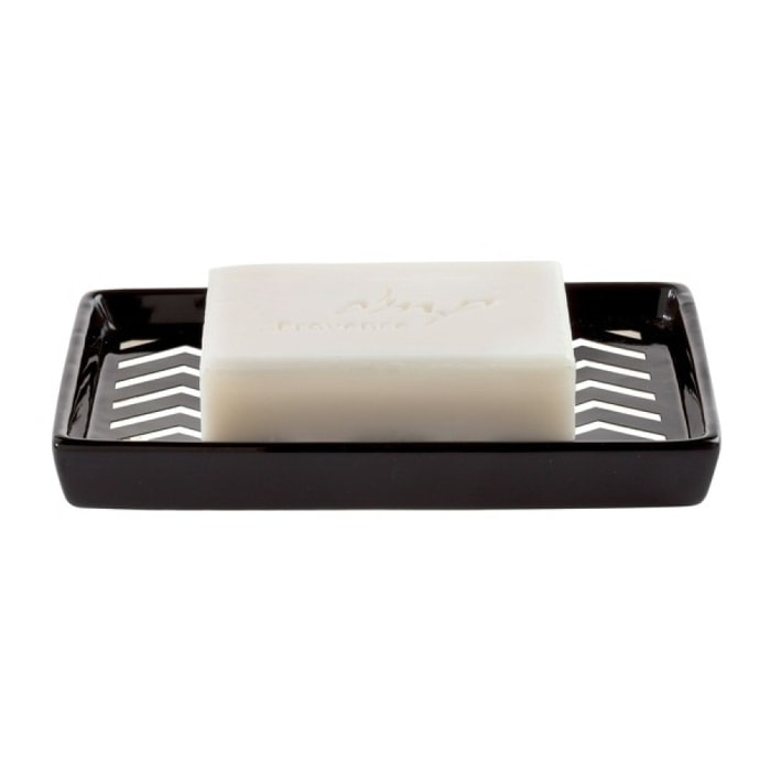 Porte savon Céramique WAVE Noir & Blanc Spirella