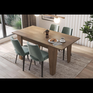 Tavolo da Pranzo Allungabile Da 120 A 160 Cm Gambe a Spillo Design Moderno 6 Posti In Melaminico di Alta Qualità Estensibile Con Guide In Metallo Cucina Salotto Soggiorno 160 x 90 x 78 Cm (Noce)