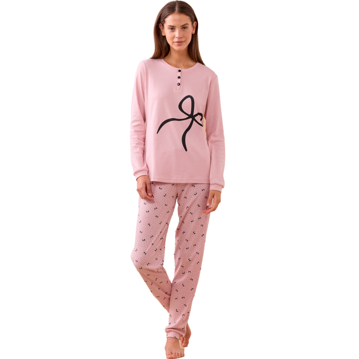 Pigiama donna invernale in caldo cotone articolo big fiocco. Noidinotte