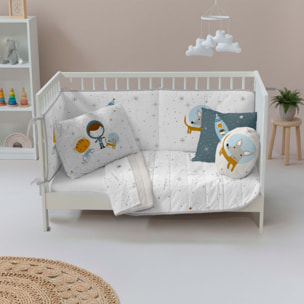 Colcha Bouti Estampada - Reversible - Infantil - 100% Algodón - Cuna - Viaje Espacial