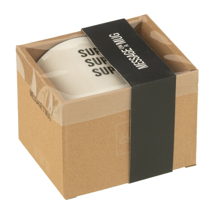 J-Line tasse Message Super - porcelaine - blanc/noir