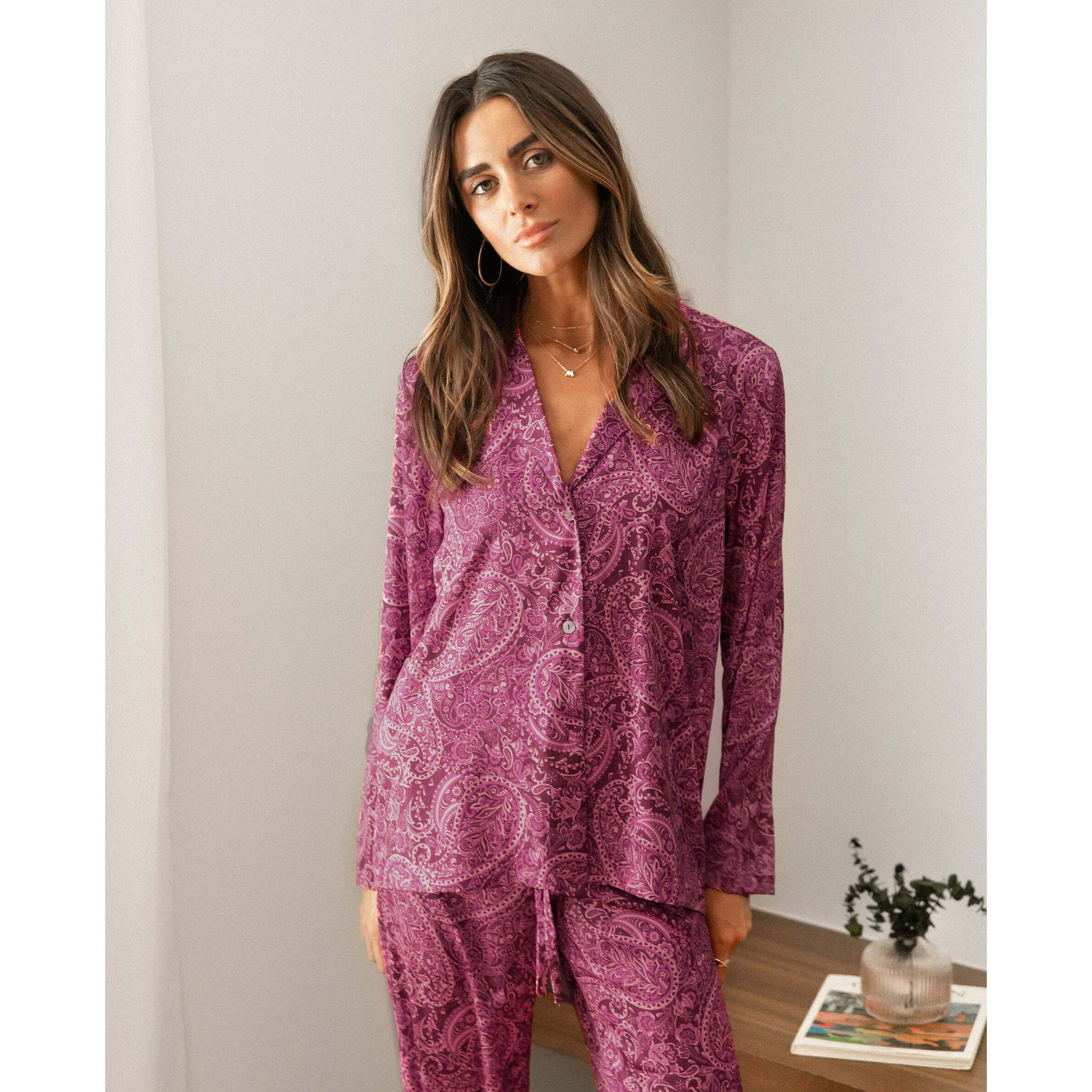 Pijama de Mujer Largo Camisero Paisley | Pijamas Bonitos THE-ARE