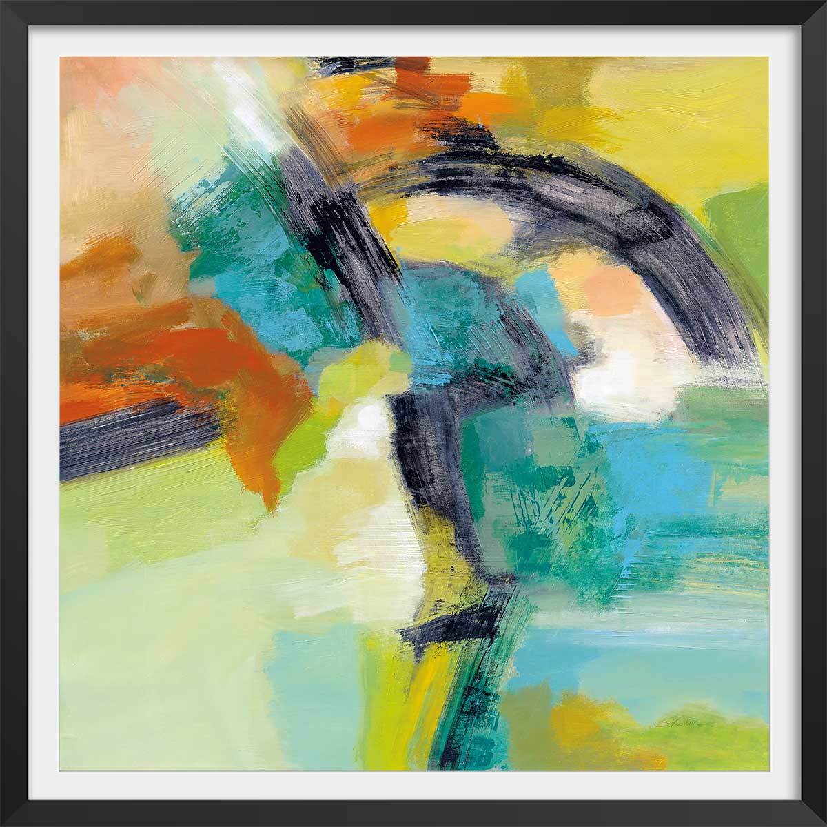 Poster Arc en ciel sur l'asphalte Affiche + cadre en bois - Noir