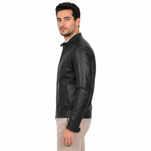 Giubbino in vera pelle di vitello Nero