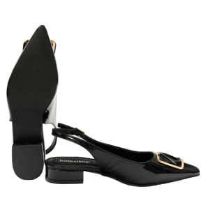 Ballerine in simil pelle verniciata con applicazione