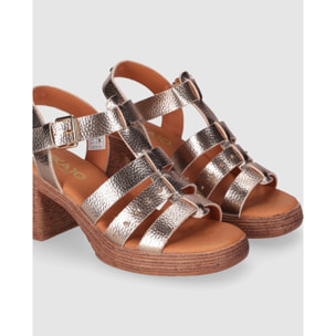 Sandalias de Piel - Oro - Tacón: 7 cm