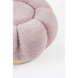 Pouf FLOREL in tessuto effetto bouclé rosa antico